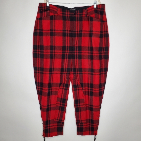 Banana Republic Plaid Riding Pants Size 18 Wool Blend Button Fly Ankle Ties - Picture 16 of 16